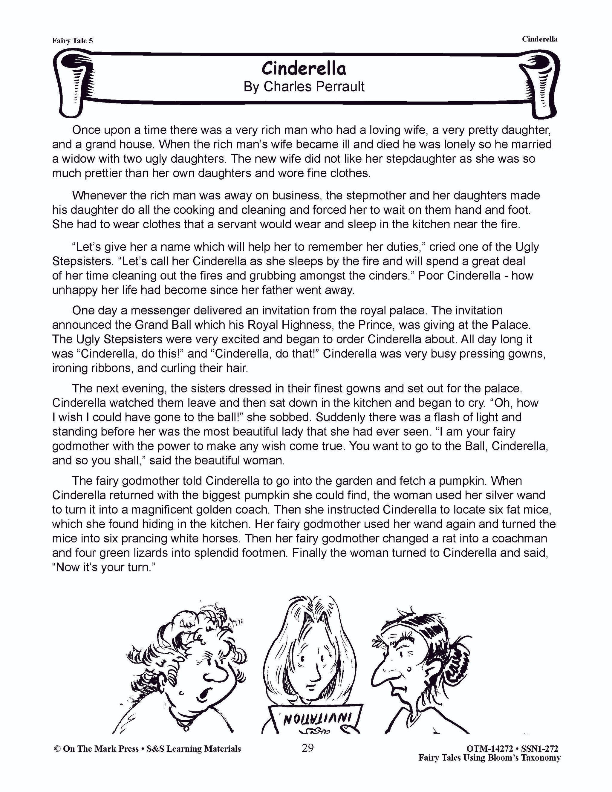 Cinderella Fairy Tale Using Bloom's Taxonomy Grades 3-5