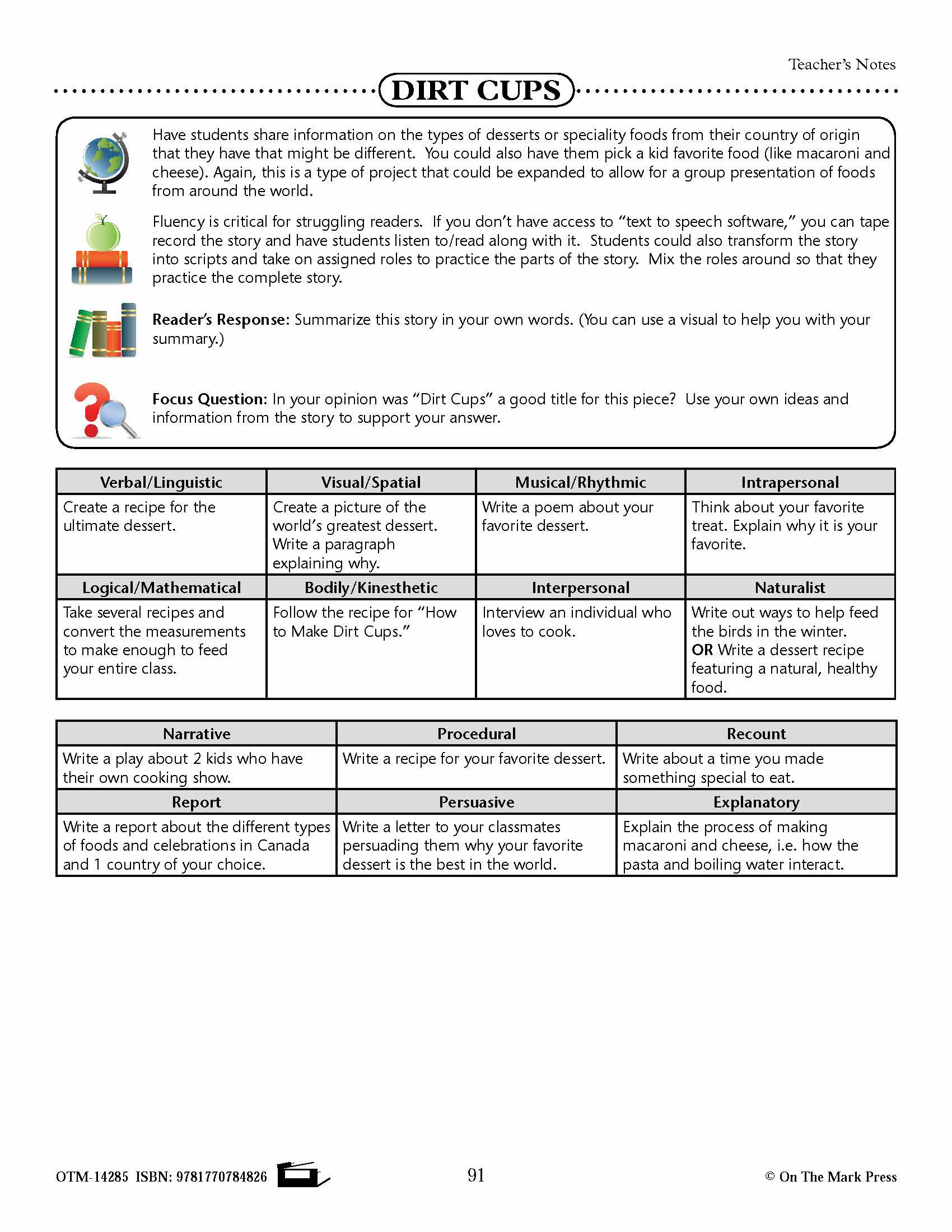 Dirt Cups (Fiction - Social Network Style) Reading Level 2.9