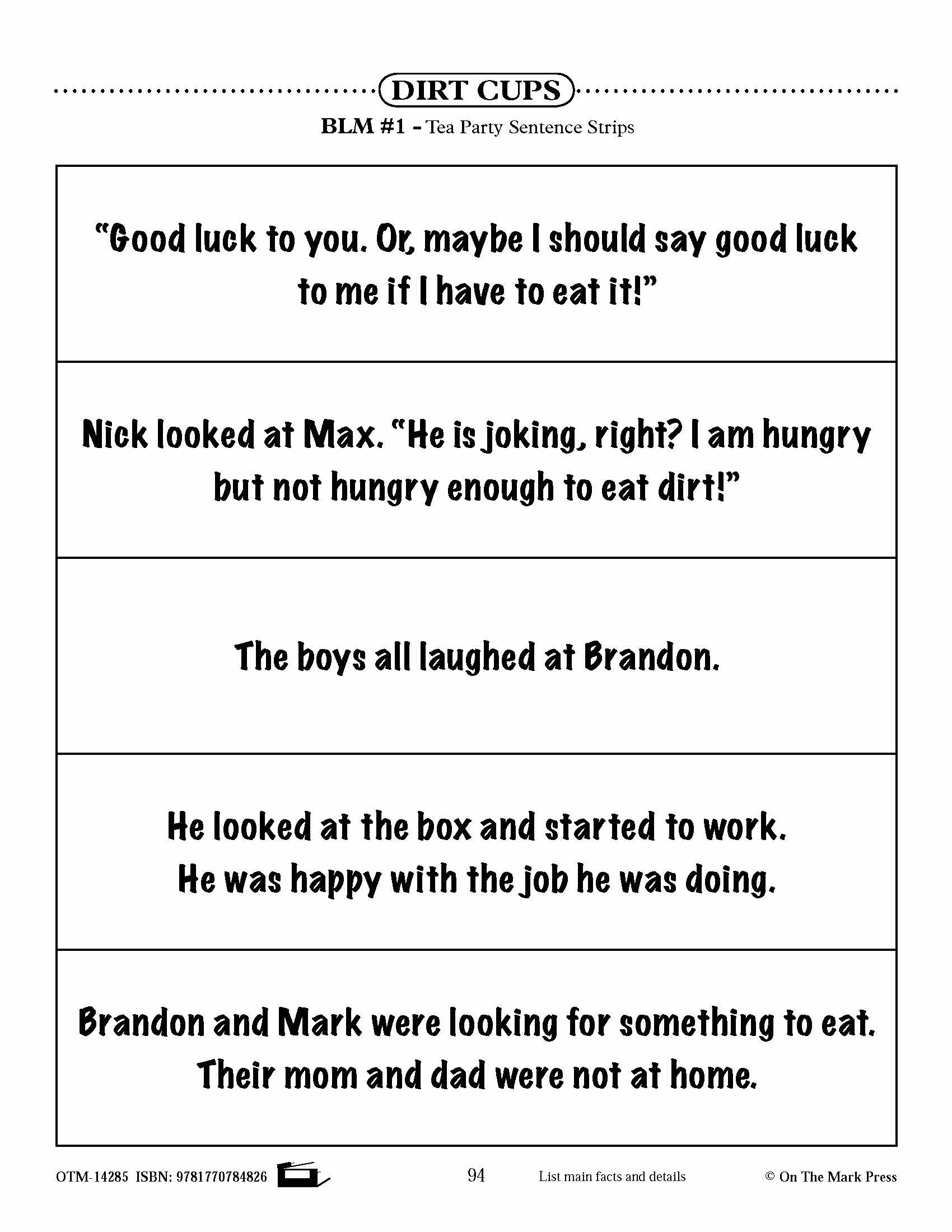 Dirt Cups (Fiction - Social Network Style) Reading Level 2.9