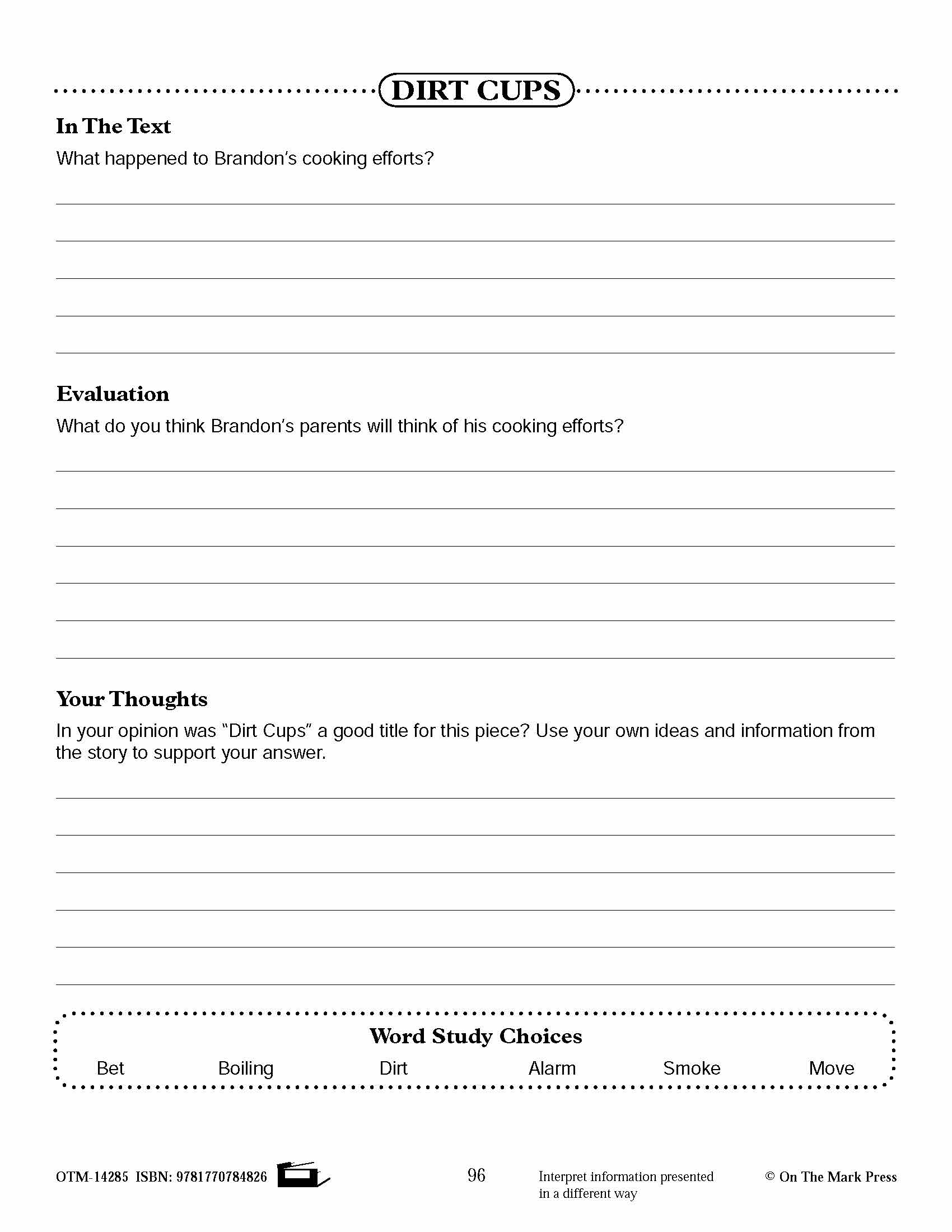 Dirt Cups (Fiction - Social Network Style) Reading Level 2.9