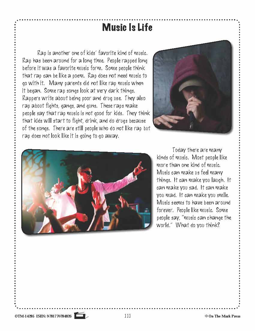 Music is Life (Non-Fiction - Report) Reading Level 2.3 Common Core