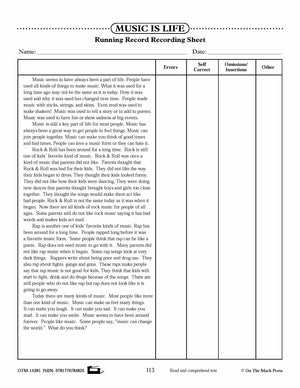 Music is Life (Non-Fiction - Report) Reading Level 2.3 Common Core