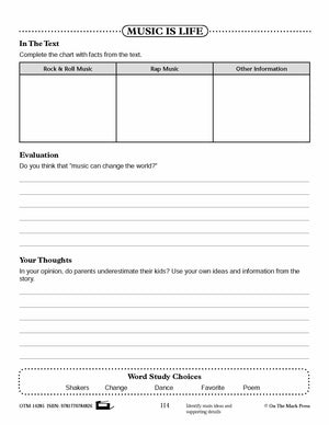 Music is Life (Non-Fiction - Report) Reading Level 2.3 Common Core