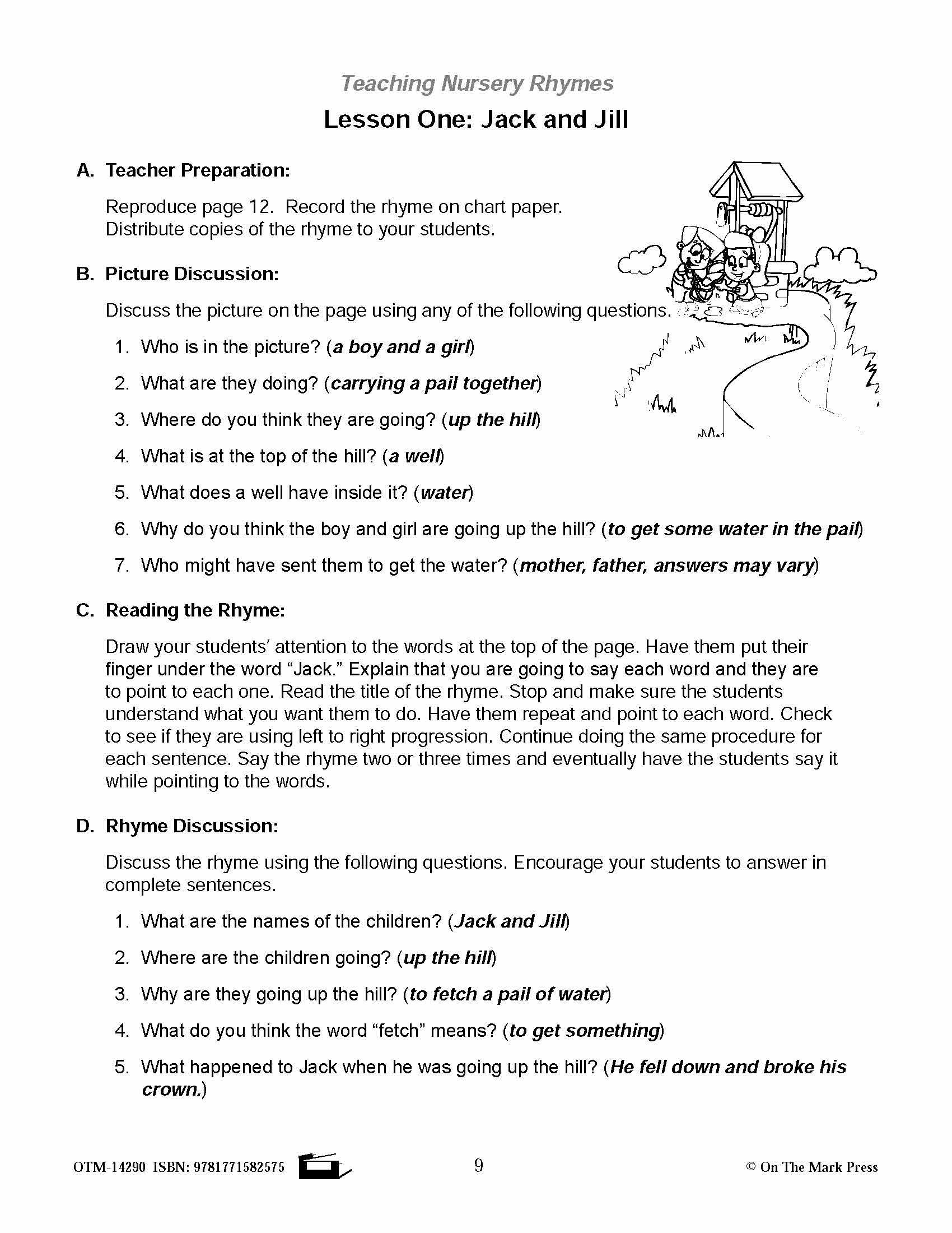 Jack and Jill Literacy Building Aligned To Common Core Gr. PK-K