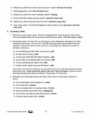 Jack and Jill Literacy Building Aligned To Common Core Gr. PK-K