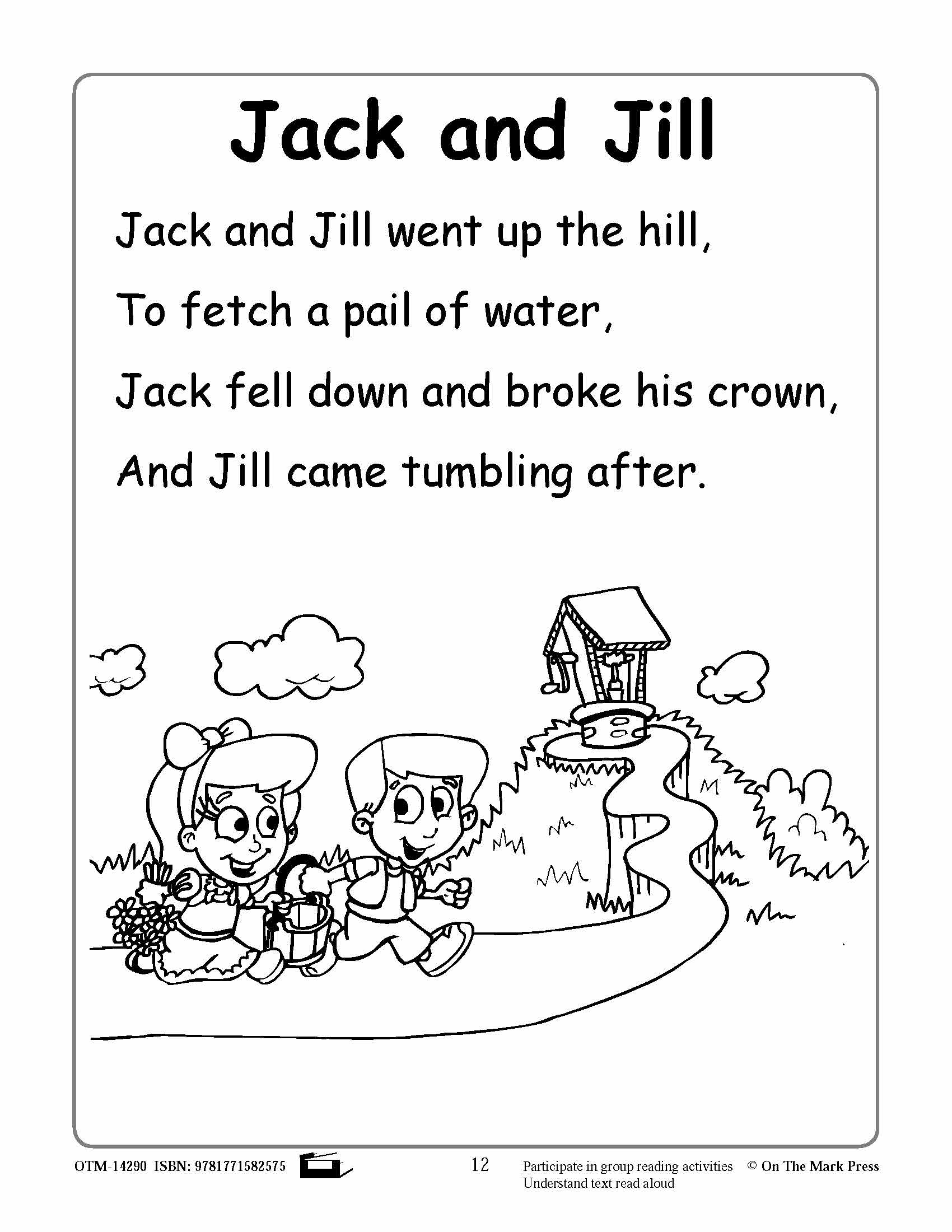 Jack and Jill Literacy Building Aligned To Common Core Gr. PK-K
