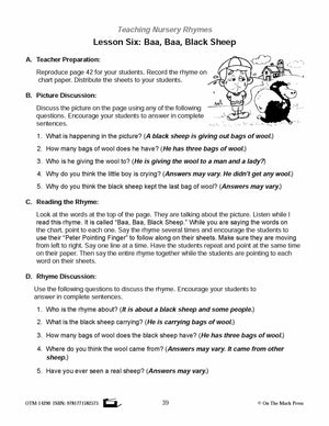 Baa, Baa, Black Sheep Literacy Building Aligned To Common Core PK-K