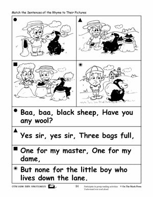 Baa, Baa, Black Sheep Literacy Building Aligned To Common Core PK-K