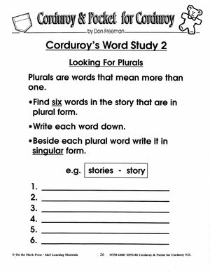 Corduroy & Pocket for Corduroy, by Don Freeman Lit Link/Novel Study Grades 1-3