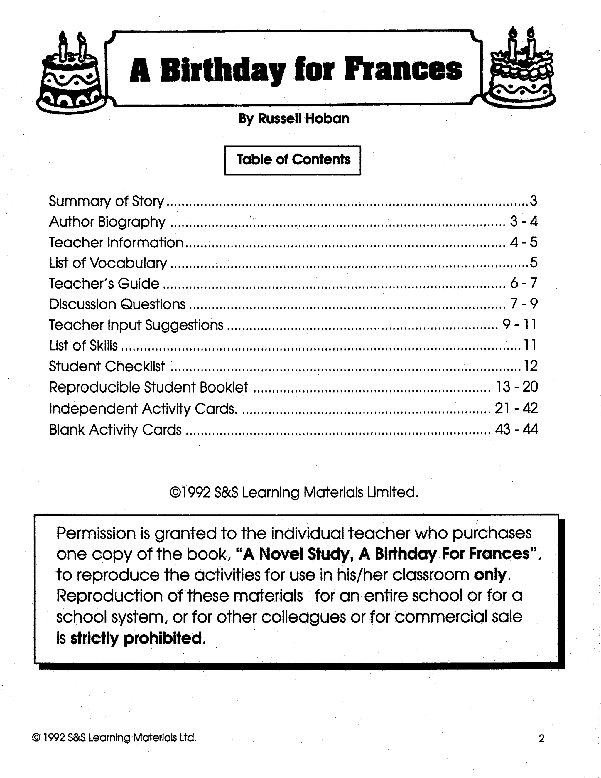 Frances: 6 Lit Link/Novel Study Bundle! Grades 1-3