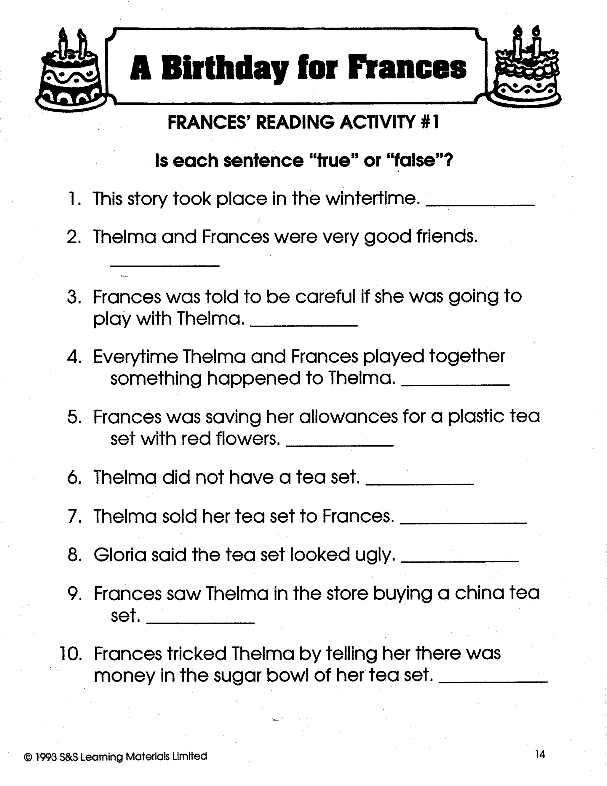 Frances: 6 Lit Link/Novel Study Bundle! Grades 1-3