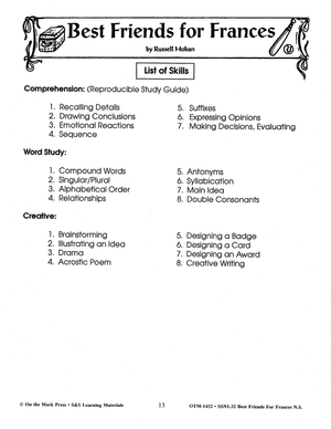 Frances: 6 Lit Link/Novel Study Bundle! Grades 1-3