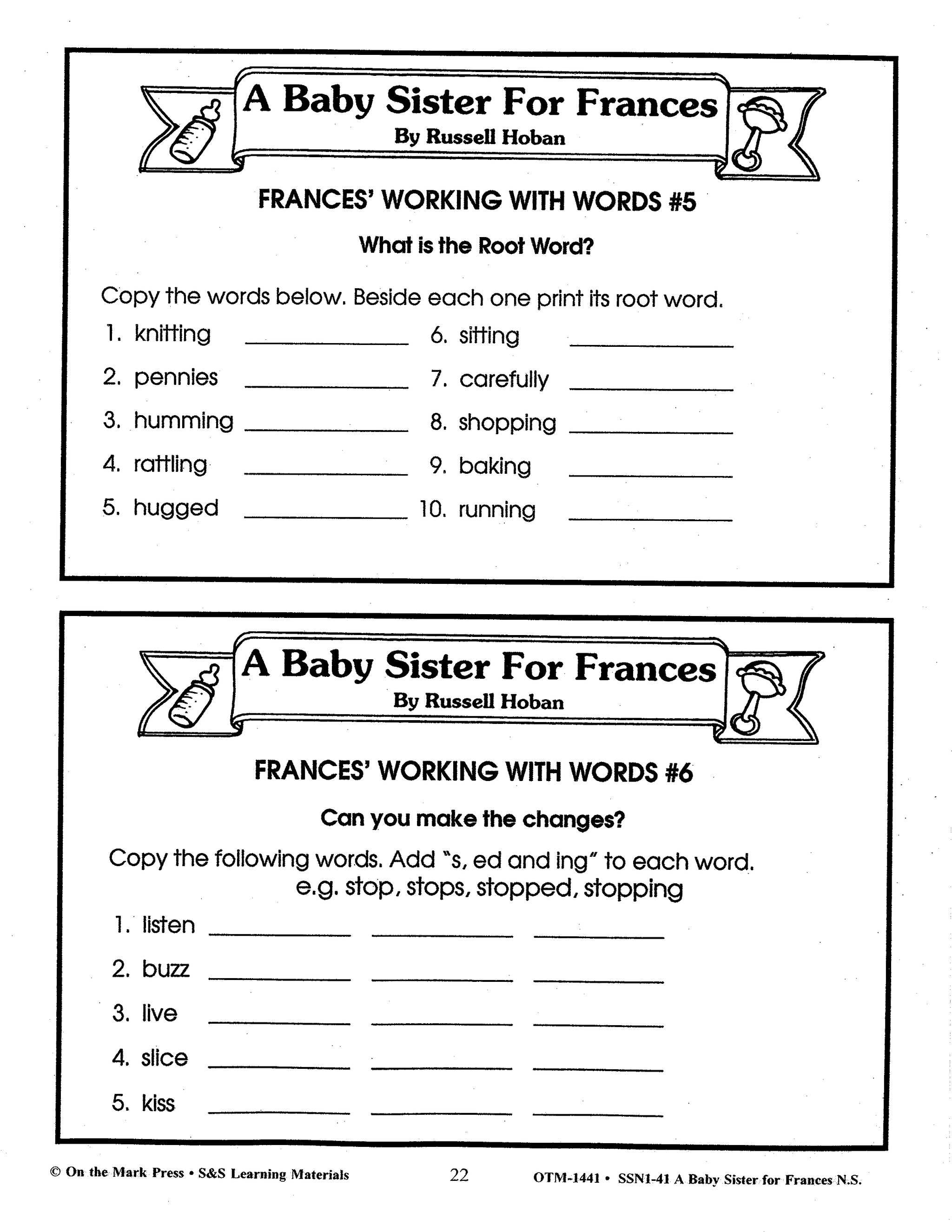 Frances: 6 Lit Link/Novel Study Bundle! Grades 1-3