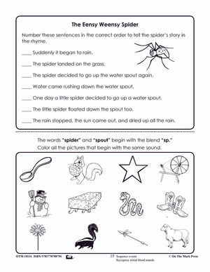 The Eensey Weensey Spider Reading Lesson Aligned To Common Core Gr. 1-3