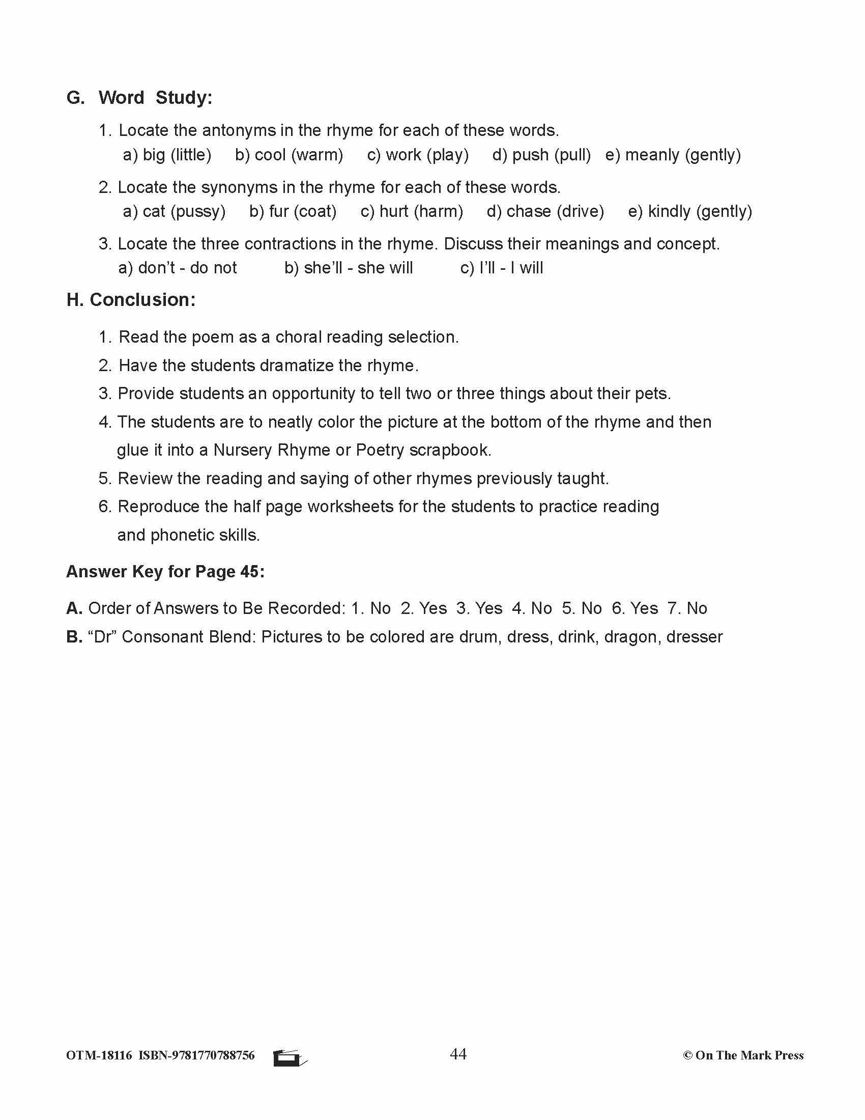 Little Pussy Cat Reading Lesson Gr. 1-3  Aligned To Common Core