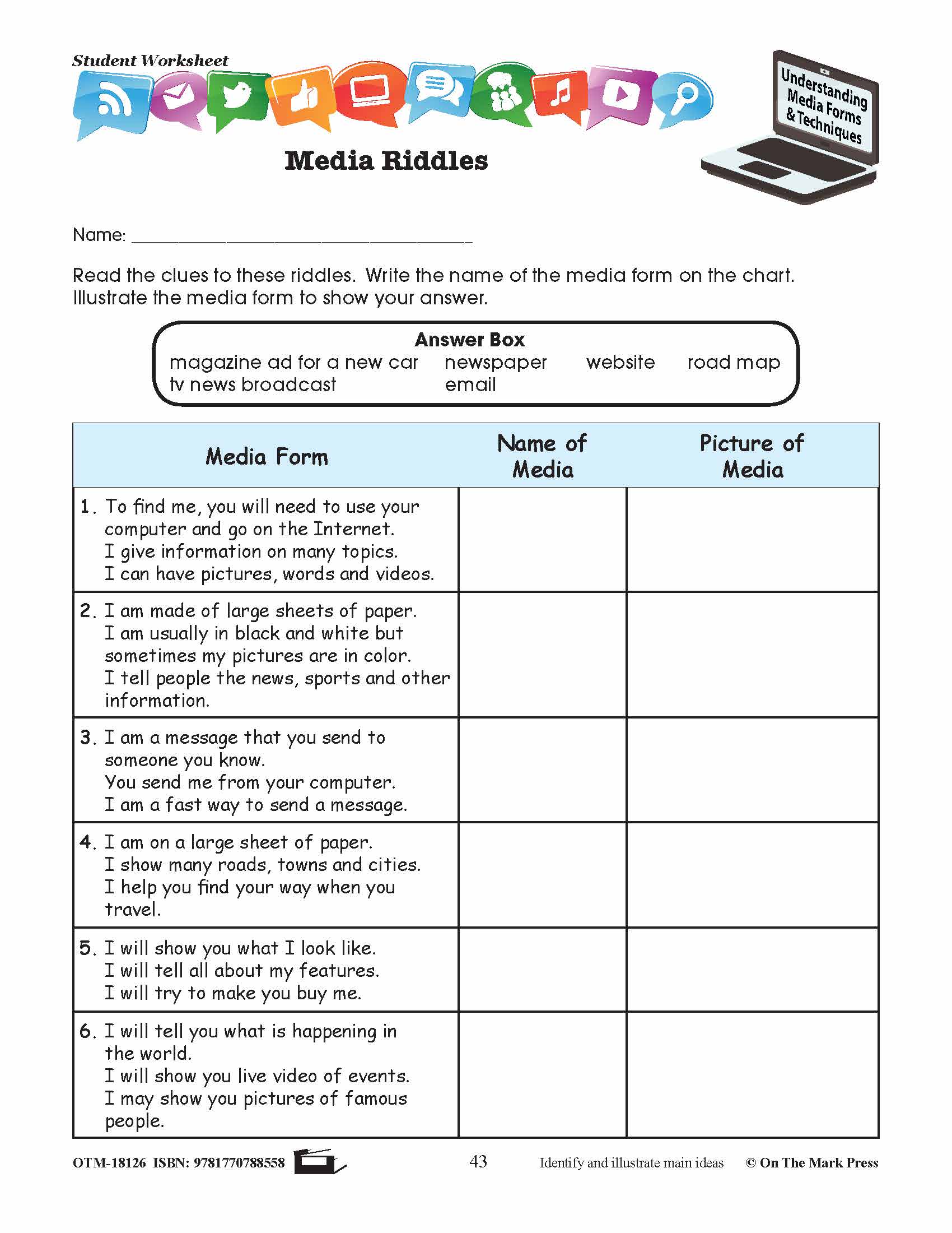 Elements of Media Form Lesson Plan Grades 2-3 - Aligned to Common Core