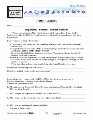 Comics Lesson Plan Grades 4-6 - Aligned to Common Core