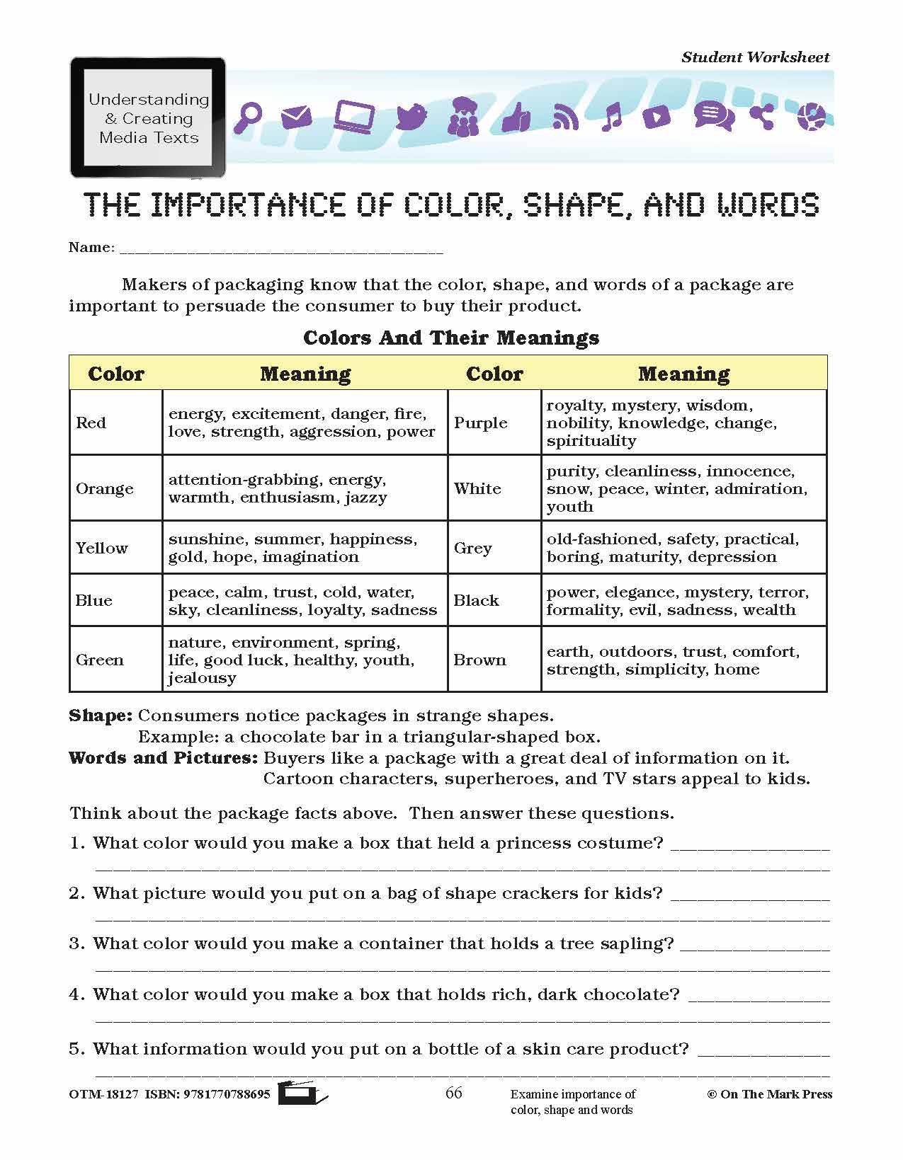 Features of Packaging Lesson Plan Grades 4-6 - Aligned to Common Core