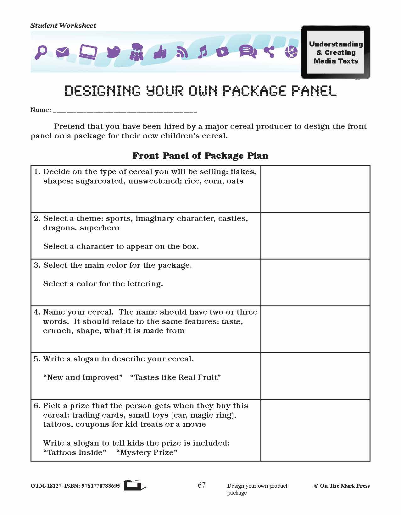 Features of Packaging Lesson Plan Grades 4-6 - Aligned to Common Core