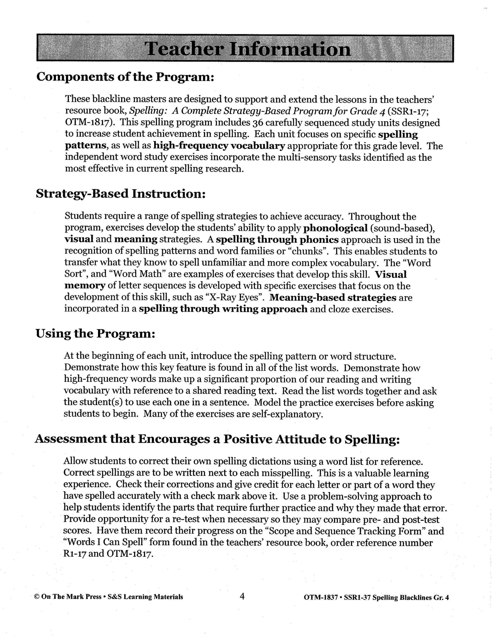 Spelling Grade 4 Program & Blacklines Bundle! * 36 Weeks of Content! A FULL YEAR!