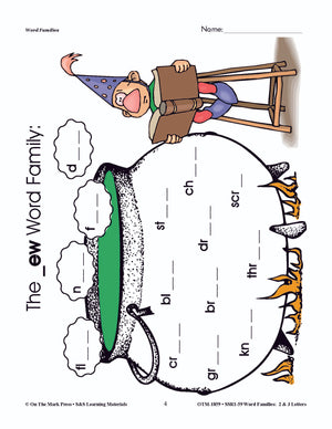 The _ew Word Family Worksheets Grades 1-3