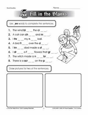 The _ew Word Family Worksheets Grades 1-3