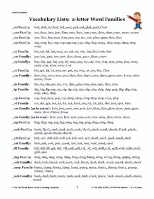 The _am Word Family Worksheets Grades 1-3