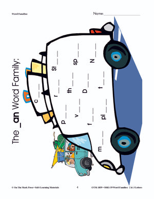 The _an Word Family Worksheets Grades 1-3
