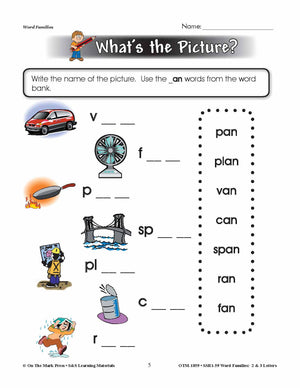 The _an Word Family Worksheets Grades 1-3