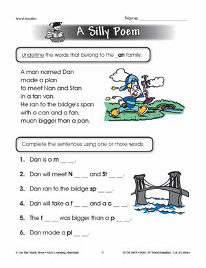 The _an Word Family Worksheets Grades 1-3