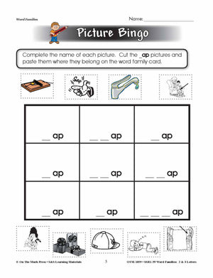 The _ap Word Family Worksheets Grades 1-3