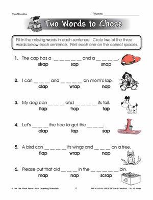 The _ap Word Family Worksheets Grades 1-3