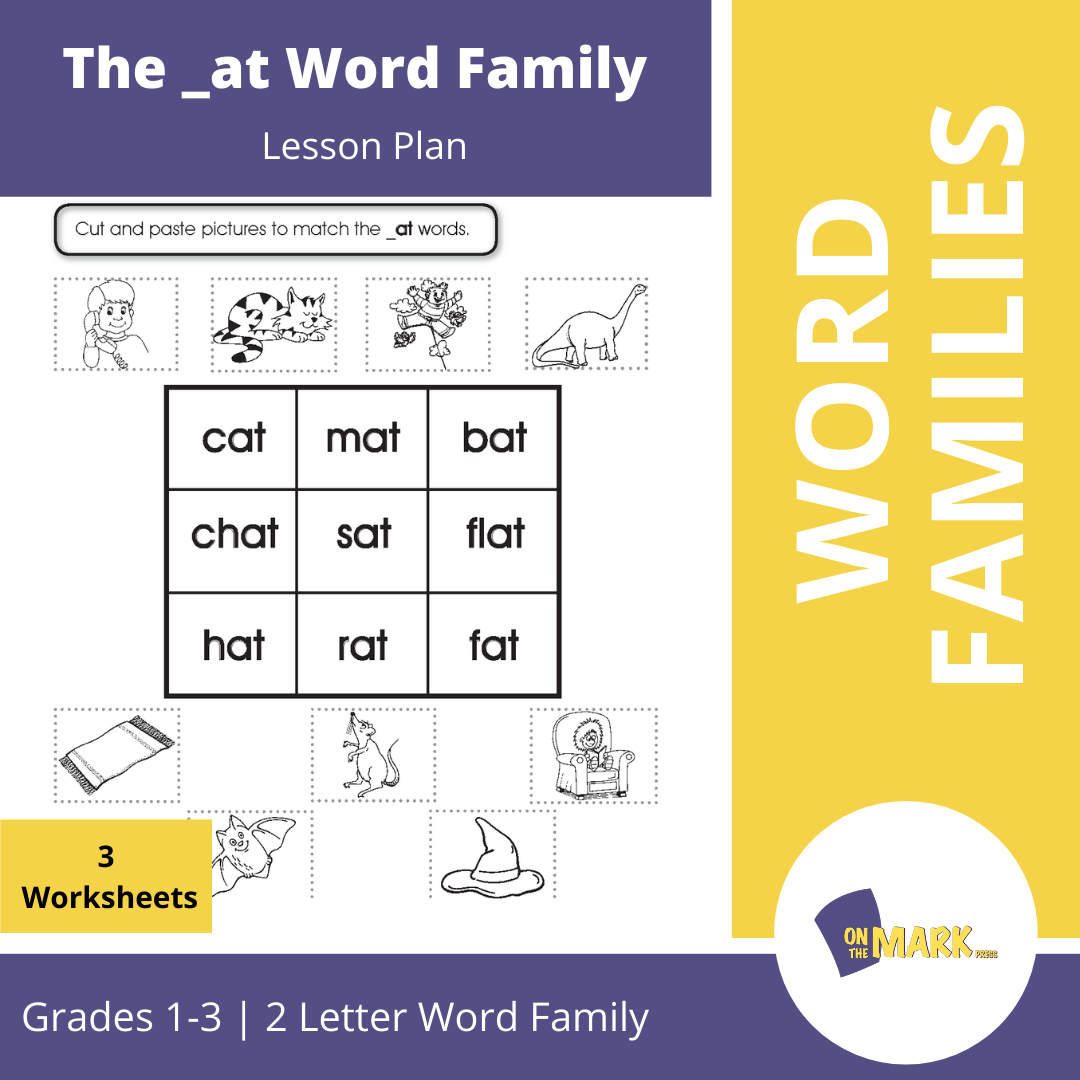 The _at Word Family Worksheets Grades 1-3