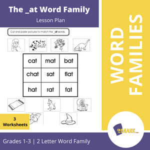 The _at Word Family Worksheets Grades 1-3