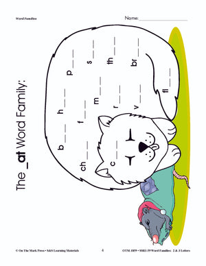 The _at Word Family Worksheets Grades 1-3