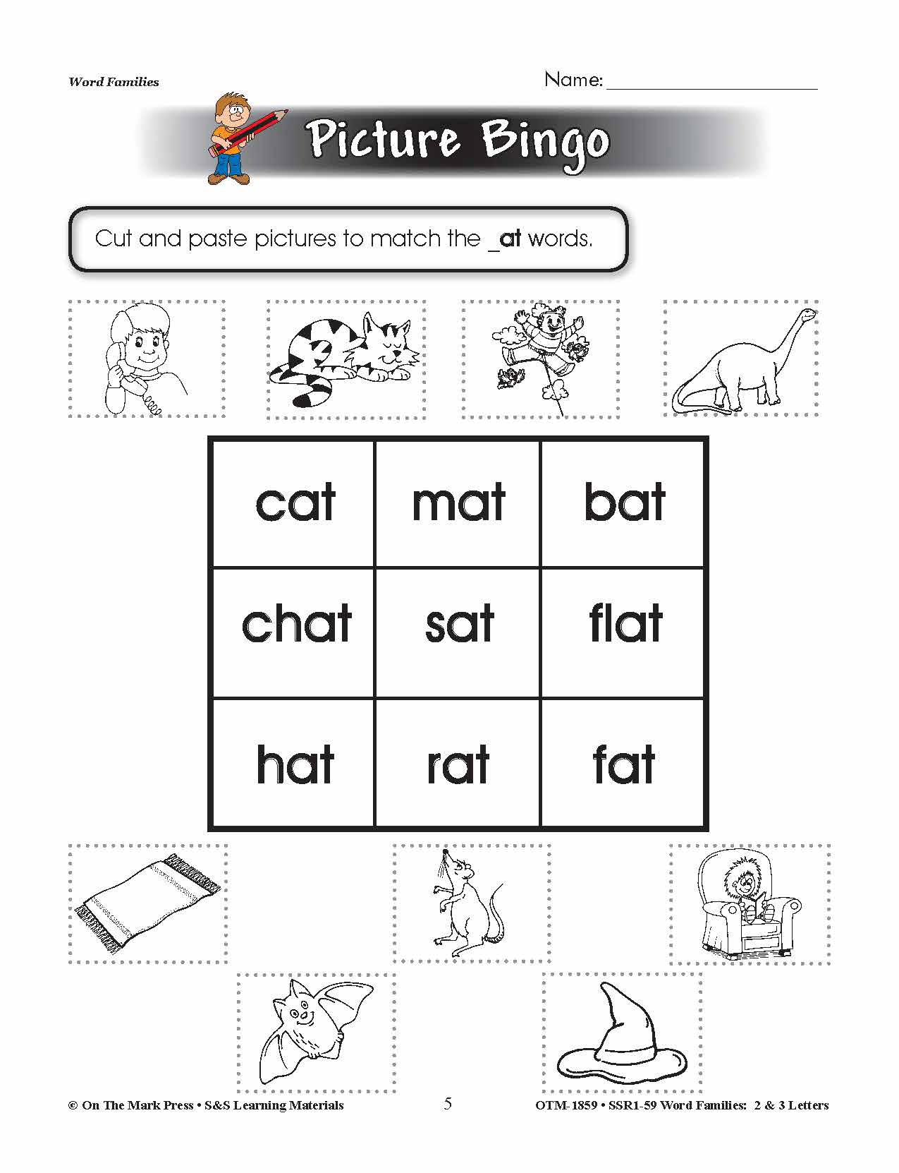 The _at Word Family Worksheets Grades 1-3