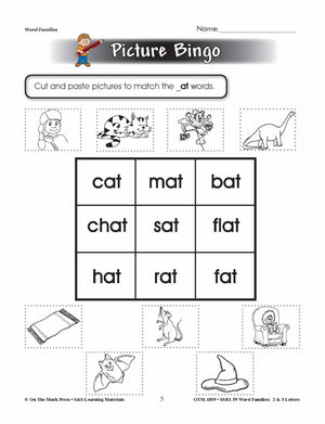 The _at Word Family Worksheets Grades 1-3