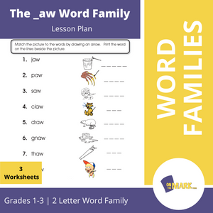 The _aw Word Family Worksheets Grades 1-3