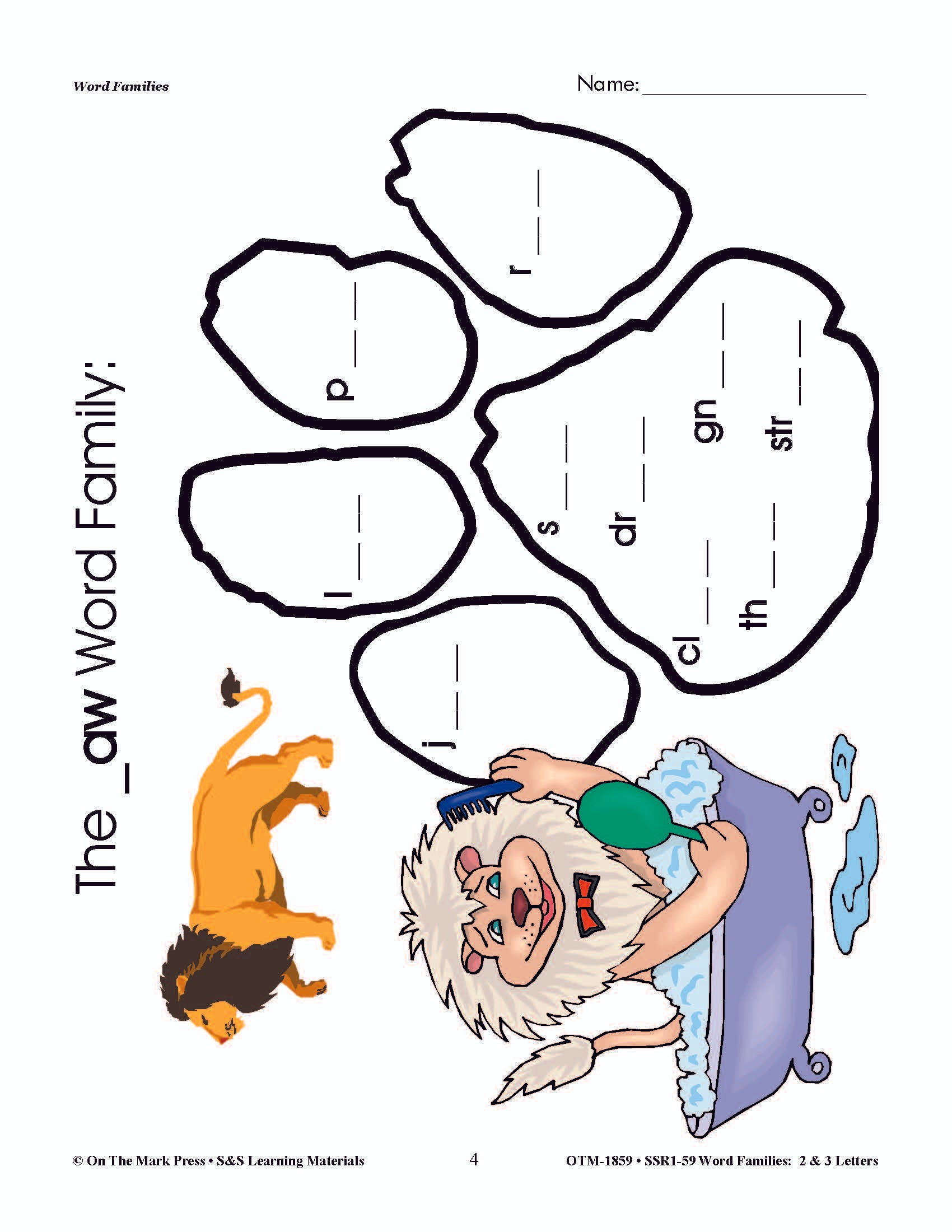 The _aw Word Family Worksheets Grades 1-3