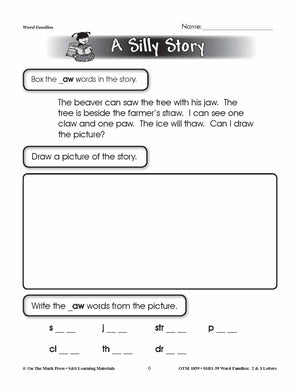 The _aw Word Family Worksheets Grades 1-3