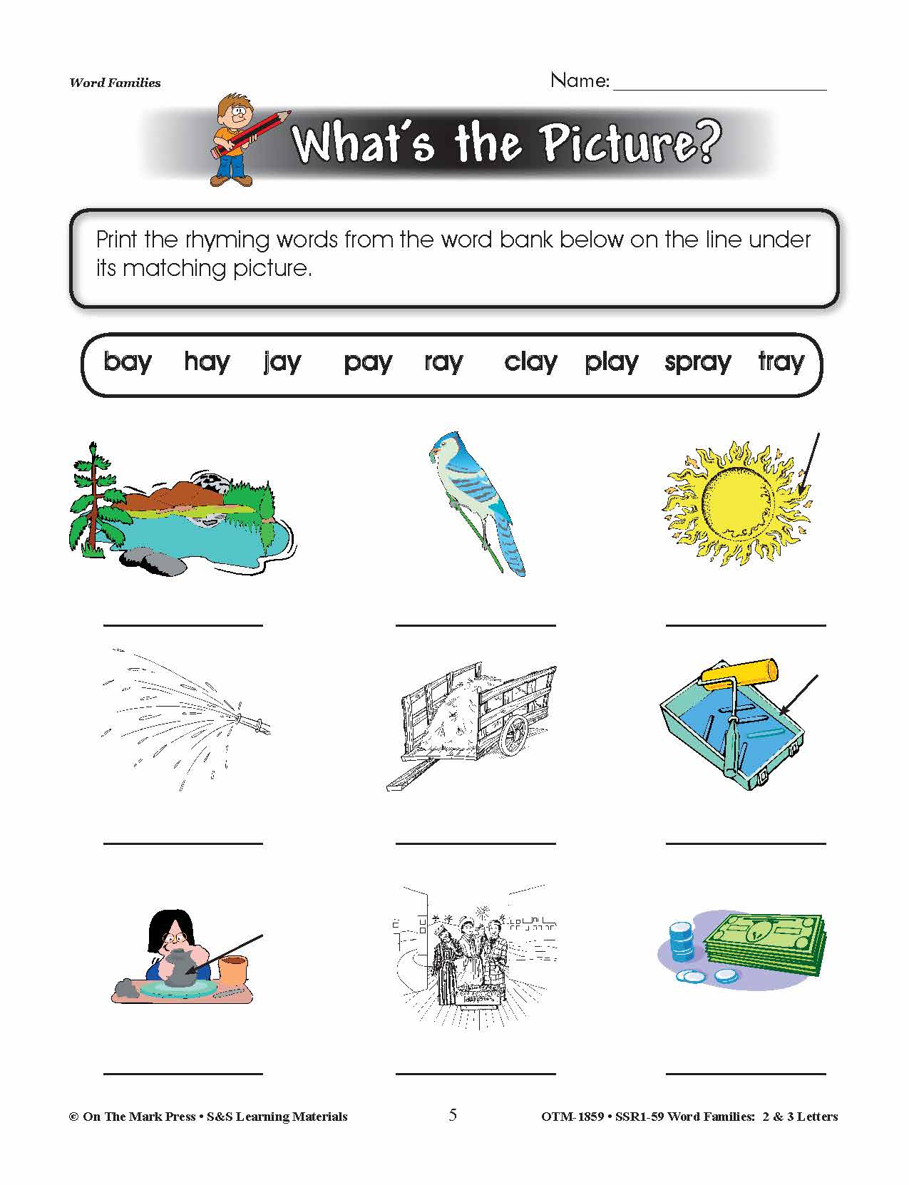 The _ay Word Family Worksheets Grades 1-3