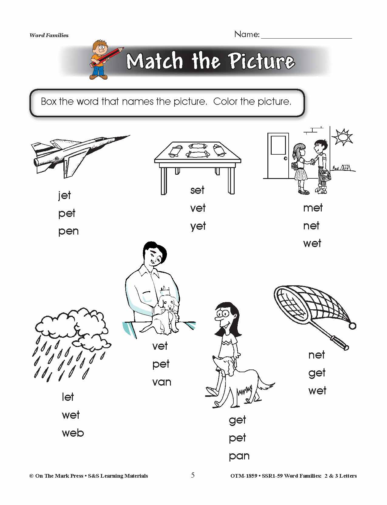 The _et Word Family Worksheets Grades 1-3
