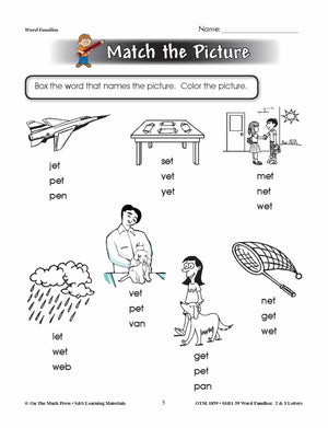 The _et Word Family Worksheets Grades 1-3