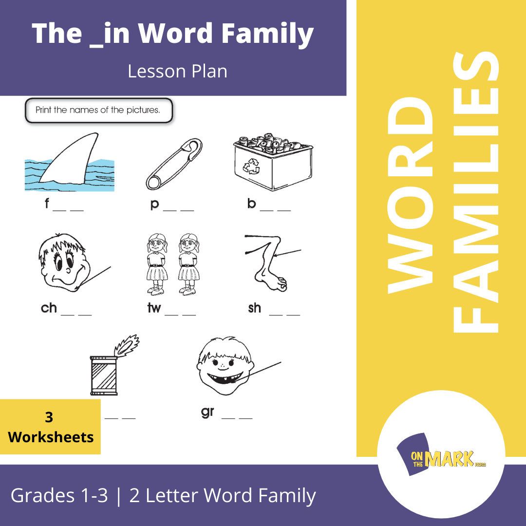 The _in Word Family Worksheets Grades 1-3