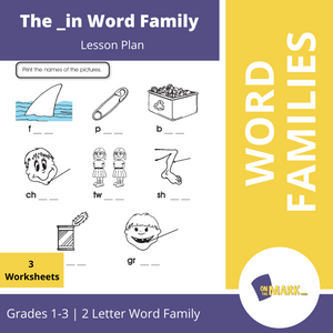 The _in Word Family Worksheets Grades 1-3