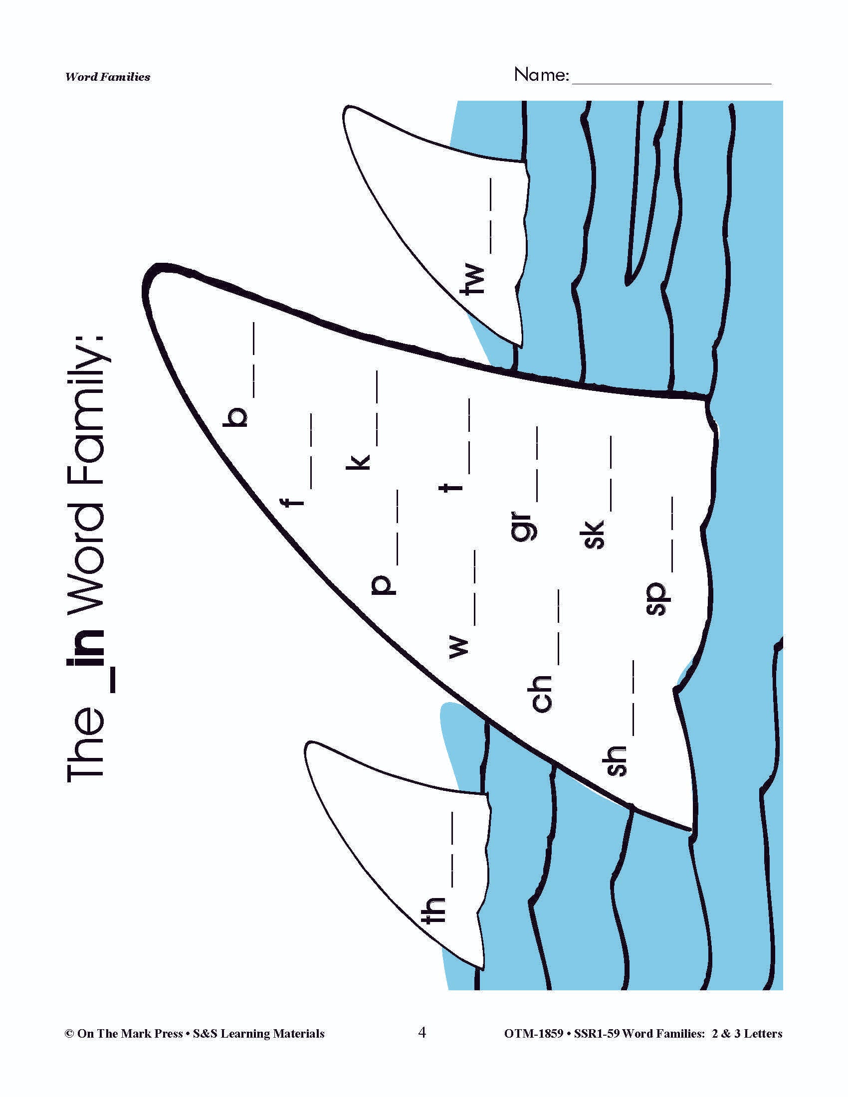 The _in Word Family Worksheets Grades 1-3