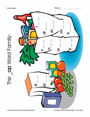 The _op Word Family Worksheets Grades 1-3