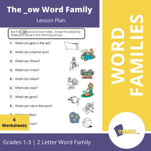 The _ow Word Family Worksheets Grades 1-3