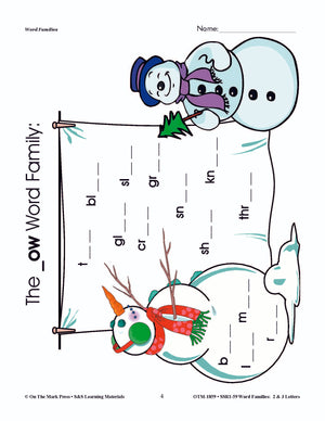 The _ow Word Family Worksheets Grades 1-3