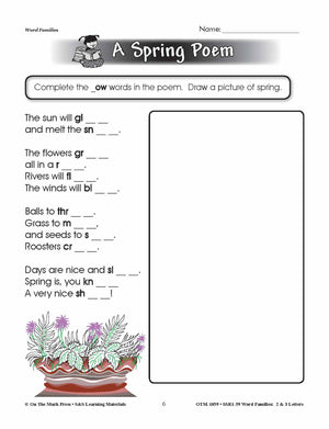 The _ow Word Family Worksheets Grades 1-3